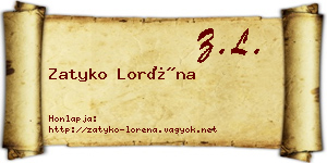 Zatyko Loréna névjegykártya